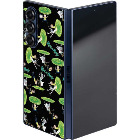Adult Swim Rick and Morty Portal Pattern Galaxy Z Fold6 Skin