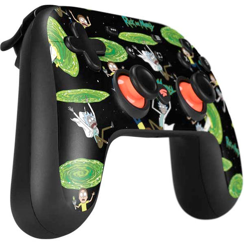 Adult Swim Rick and Morty Portal Pattern Google Stadia Controller Skin