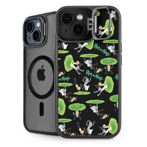 Adult Swim Rick and Morty Portal Pattern iPhone 14 Kickstand Case