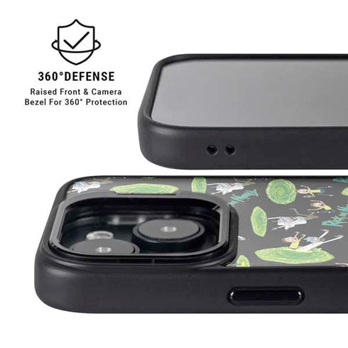 Adult Swim Rick and Morty Portal Pattern iPhone 14 Plus Kickstand Case