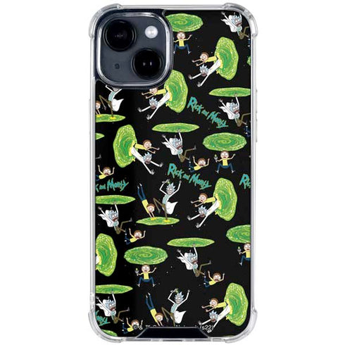 Adult Swim Rick and Morty Portal Pattern iPhone 15 Clear Case