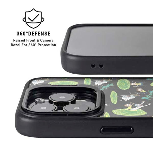Adult Swim Rick and Morty Portal Pattern iPhone 15 Pro Kickstand Case