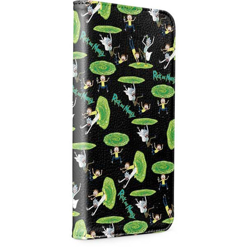 Adult Swim Rick and Morty Portal Pattern iPhone 15 Pro Max Folio Case