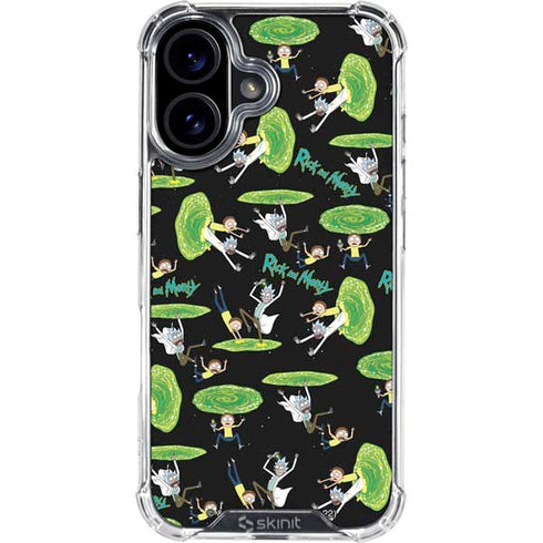 Adult Swim Rick and Morty Portal Pattern iPhone 16 Plus Clear Case