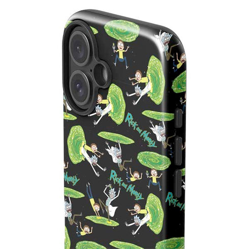 Adult Swim Rick and Morty Portal Pattern iPhone 16 Plus Impact Case