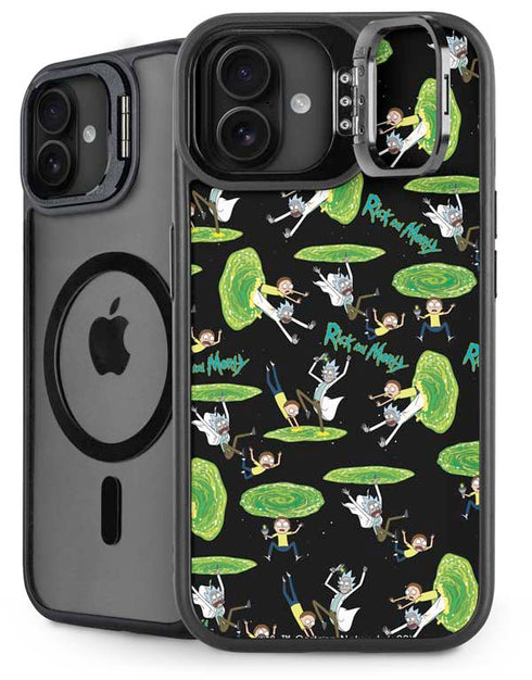Adult Swim Rick and Morty Portal Pattern iPhone 16 Plus Kickstand Case