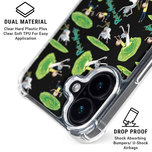 Adult Swim Rick and Morty Portal Pattern iPhone 16 Plus MagSafe Case