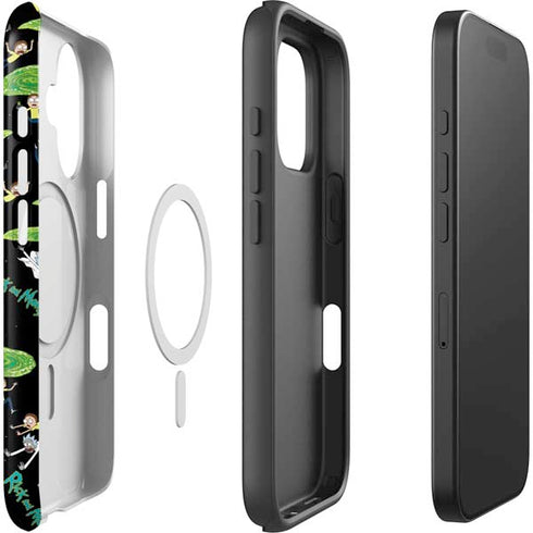 Adult Swim Rick and Morty Portal Pattern iPhone 16 Plus Magsafe Impact Case
