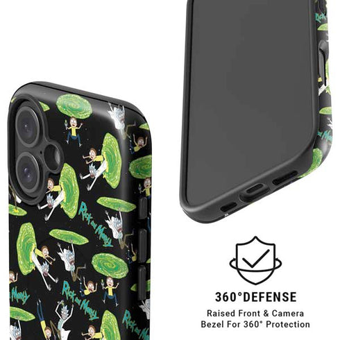Adult Swim Rick and Morty Portal Pattern iPhone 16 Plus Magsafe Impact Case