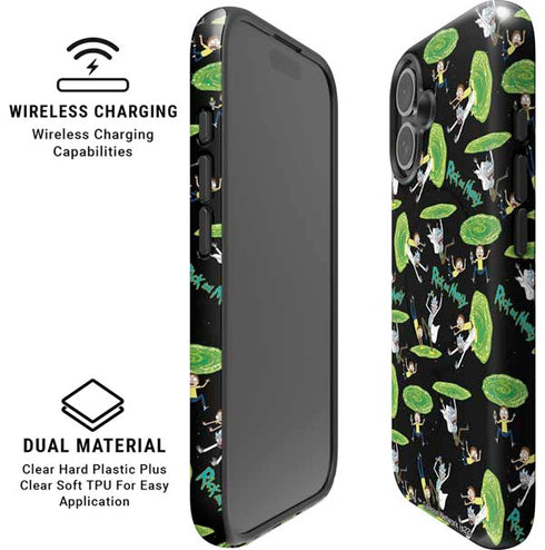 Adult Swim Rick and Morty Portal Pattern iPhone 16 Plus Magsafe Impact Case