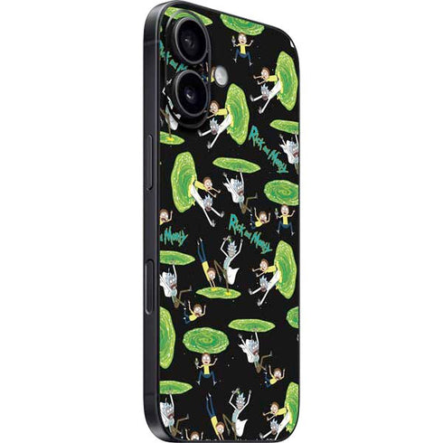 Adult Swim Rick and Morty Portal Pattern iPhone 16 Plus Skin