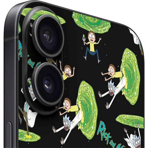 Adult Swim Rick and Morty Portal Pattern iPhone 16 Plus Skin