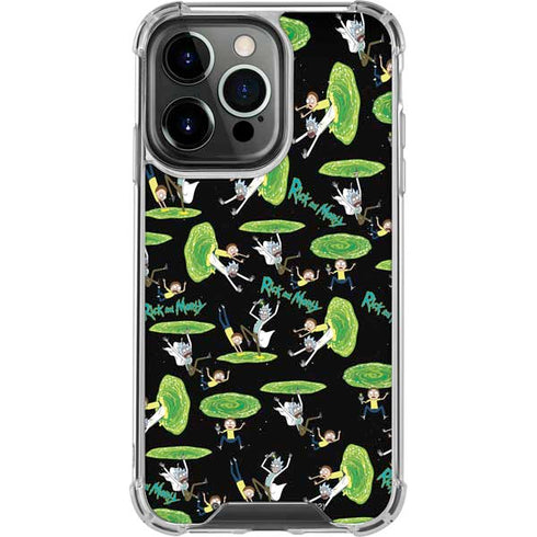 Adult Swim Rick and Morty Portal Pattern iPhone 16 Pro Clear Case