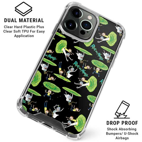 Adult Swim Rick and Morty Portal Pattern iPhone 16 Pro Clear Case