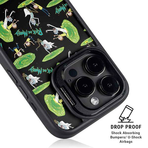 Adult Swim Rick and Morty Portal Pattern iPhone 16 Pro Kickstand Case