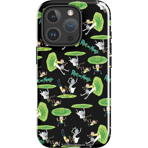 Adult Swim Rick and Morty Portal Pattern iPhone 16 Pro Max Impact Case