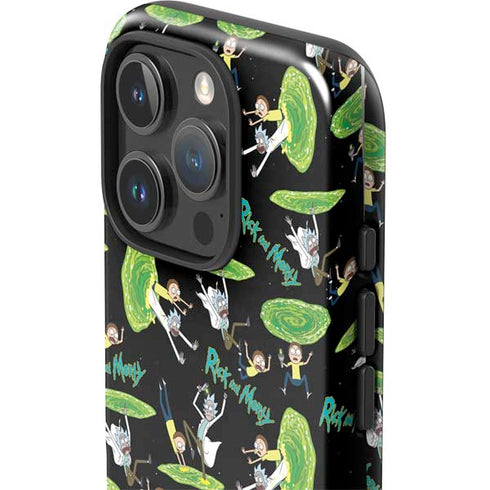 Adult Swim Rick and Morty Portal Pattern iPhone 16 Pro Max Impact Case