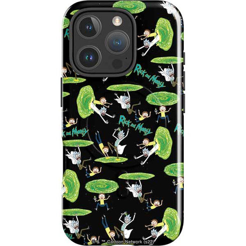 Adult Swim Rick and Morty Portal Pattern iPhone 16 Pro Max Magsafe Impact Case