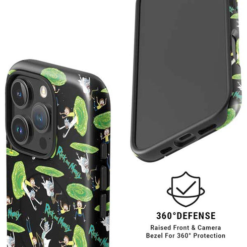 Adult Swim Rick and Morty Portal Pattern iPhone 16 Pro Max Magsafe Impact Case