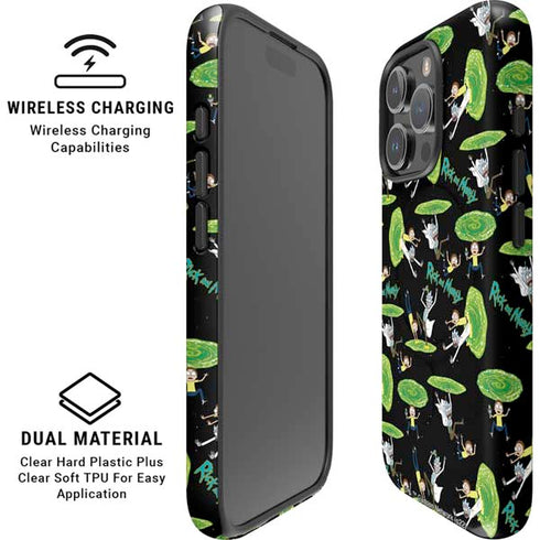Adult Swim Rick and Morty Portal Pattern iPhone 16 Pro Max Magsafe Impact Case
