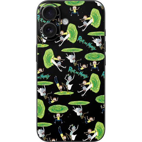 Adult Swim Rick and Morty Portal Pattern iPhone 16 Skin