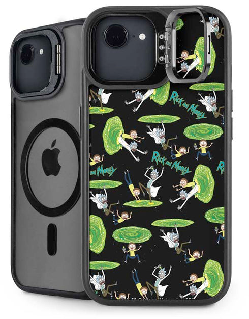 Adult Swim Rick and Morty Portal Pattern iPhone 16e Kickstand Case