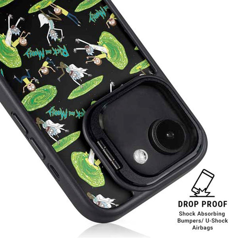 Adult Swim Rick and Morty Portal Pattern iPhone 16e Kickstand Case