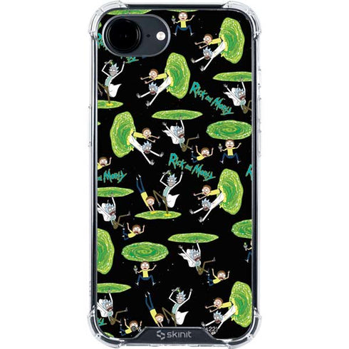 Adult Swim Rick and Morty Portal Pattern iPhone 16e Clear Case