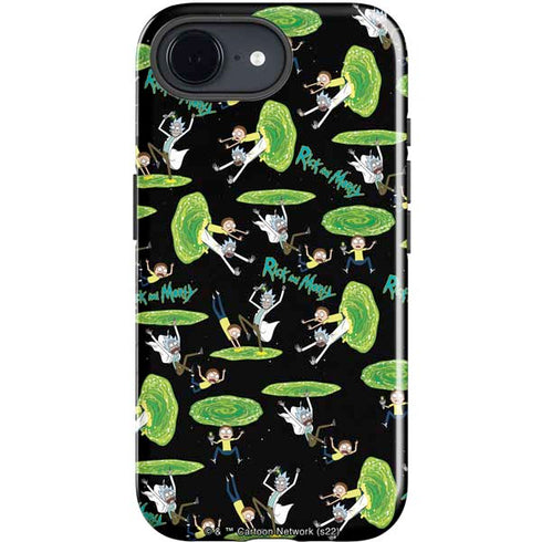 Adult Swim Rick and Morty Portal Pattern iPhone 16e Impact Case