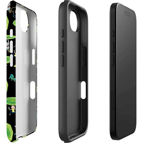 Adult Swim Rick and Morty Portal Pattern iPhone 16e Impact Case