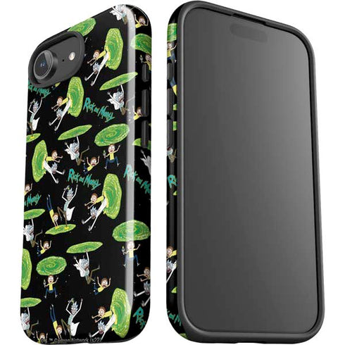 Adult Swim Rick and Morty Portal Pattern iPhone 16e Impact Case