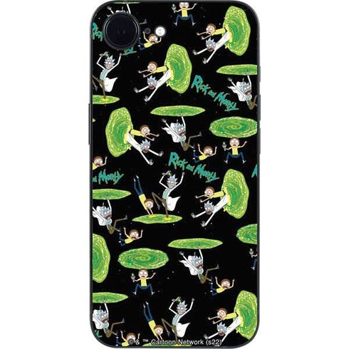 Adult Swim Rick and Morty Portal Pattern iPhone 16e Skin