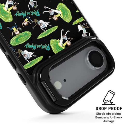Adult Swim Rick and Morty Portal Pattern iPhone 17 Air Kickstand Case
