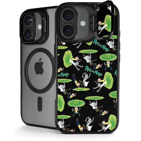 Adult Swim Rick and Morty Portal Pattern iPhone 17 Kickstand Case