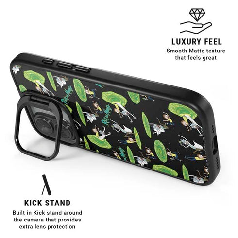 Adult Swim Rick and Morty Portal Pattern iPhone 17 Kickstand Case