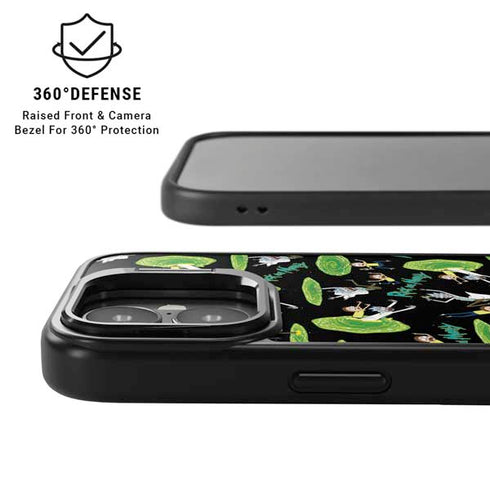 Adult Swim Rick and Morty Portal Pattern iPhone 17 Kickstand Case
