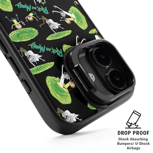 Adult Swim Rick and Morty Portal Pattern iPhone 17 Kickstand Case