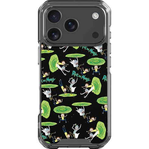 Adult Swim Rick and Morty Portal Pattern iPhone 17 Pro Clear Case