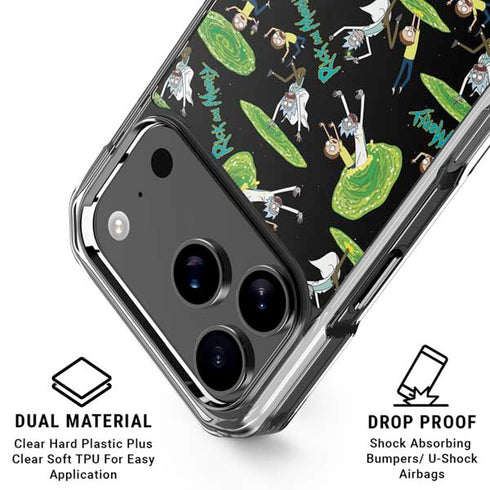 Adult Swim Rick and Morty Portal Pattern iPhone 17 Pro Max Clear Case