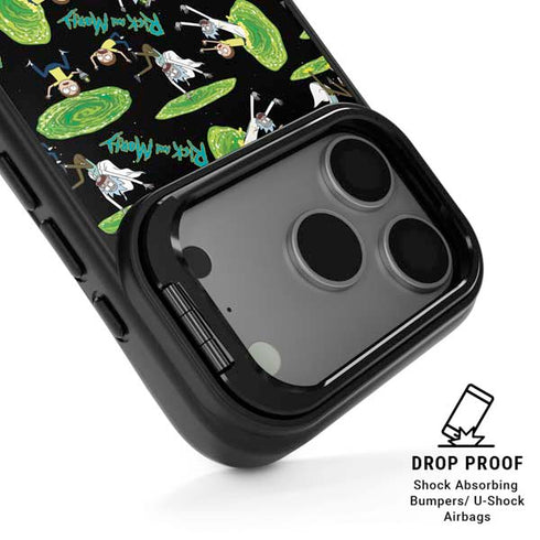 Adult Swim Rick and Morty Portal Pattern iPhone 17 Pro Max Kickstand Case
