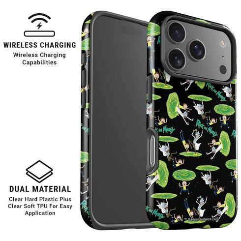Adult Swim Rick and Morty Portal Pattern iPhone 17 Pro Max Magsafe Impact Case