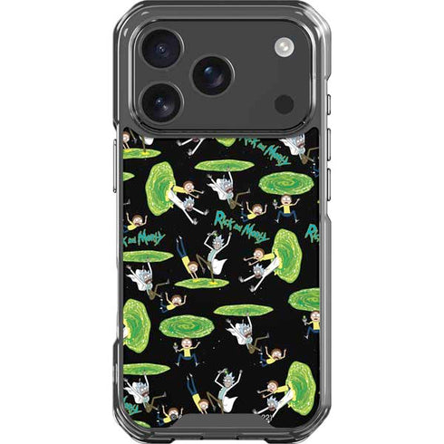 Adult Swim Rick and Morty Portal Pattern iPhone 18 Pro Clear Case