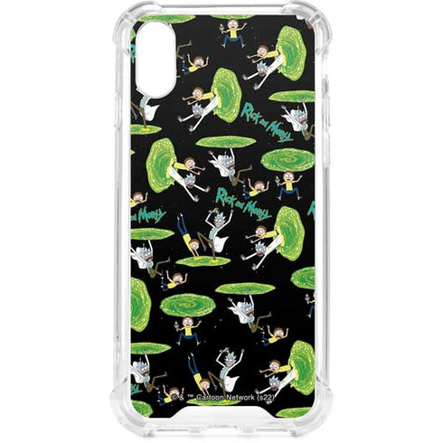 Adult Swim Rick and Morty Portal Pattern iPhone XS Clear Case