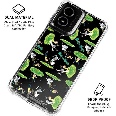 Adult Swim Rick and Morty Portal Pattern Moto G Power 5G (2024) Clear Case