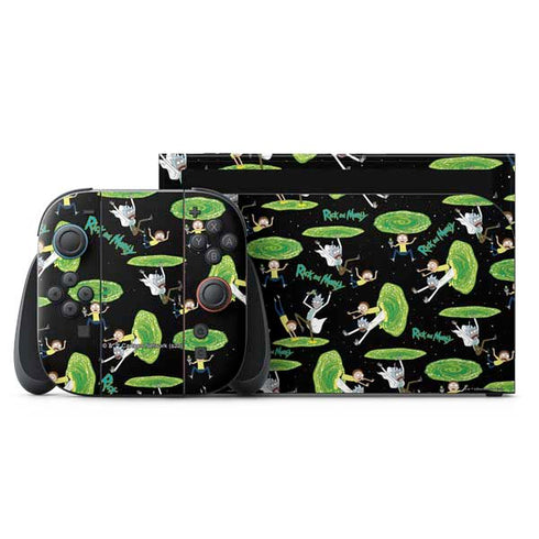 Adult Swim Rick and Morty Portal Pattern Nintendo Skins