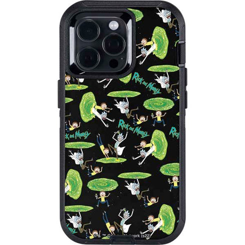 Adult Swim Rick and Morty Portal Pattern Otterbox Defender iPhone Skin