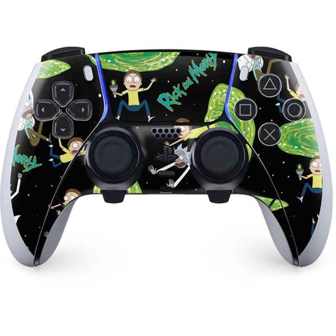 Adult Swim Rick and Morty Portal Pattern PS5 DualSense Edge Pro Controller Skin