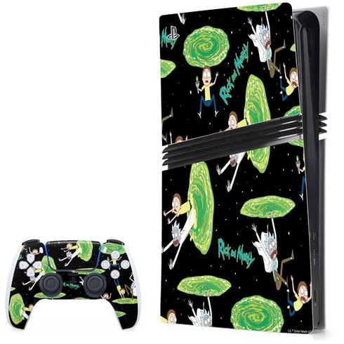 Adult Swim Rick and Morty Portal Pattern PS5 Pro Bundle Skin