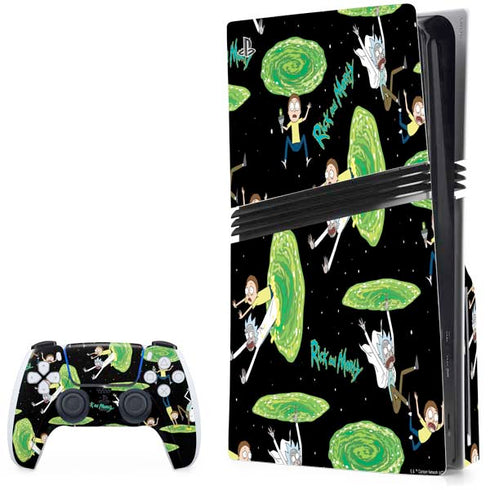 Adult Swim Rick and Morty Portal Pattern PS5 Pro Disk Bundle Skin