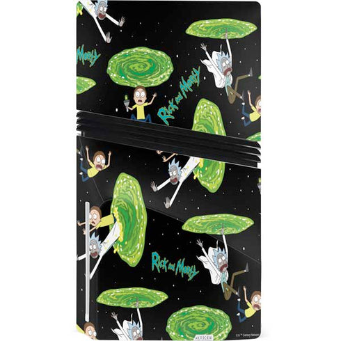 Adult Swim Rick and Morty Portal Pattern PS5 Pro Disk Bundle Skin